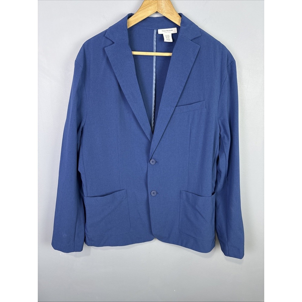 Men's isaac mizrahi Blazer Size Large‎ 42 Blue Modern Fit Old Money Stretch